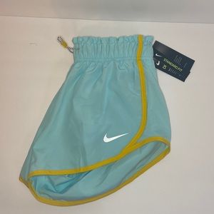 Nike Women blue and yellow lined running shorts